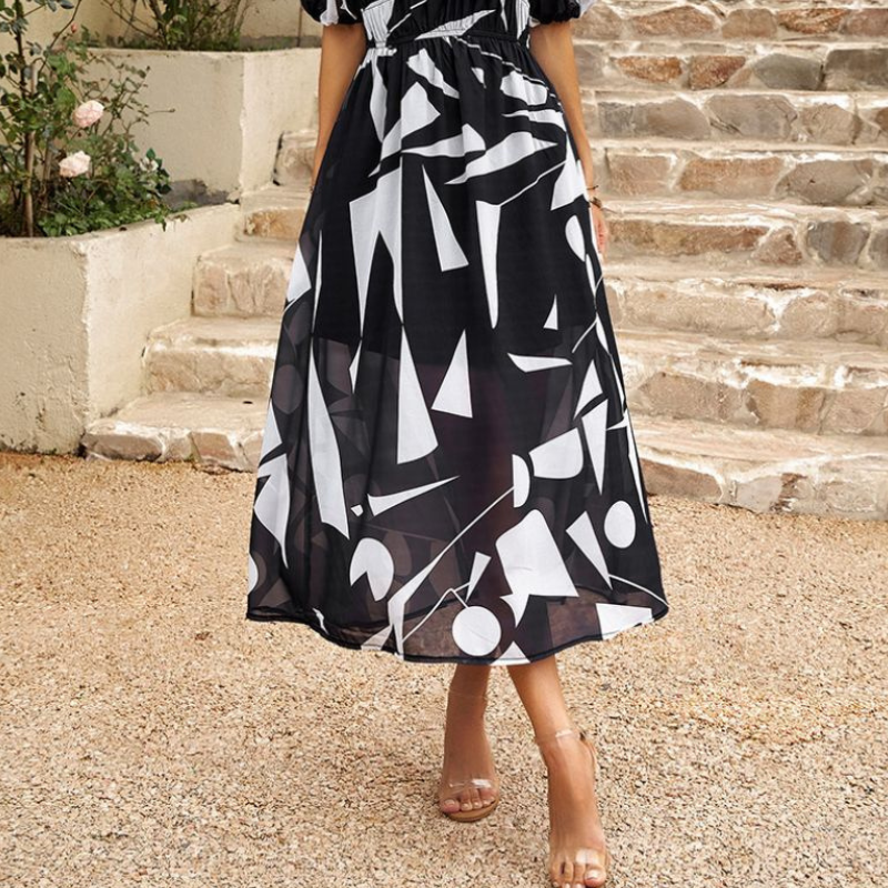 Ruby Women's Abstract-Print Belted Midi Dress