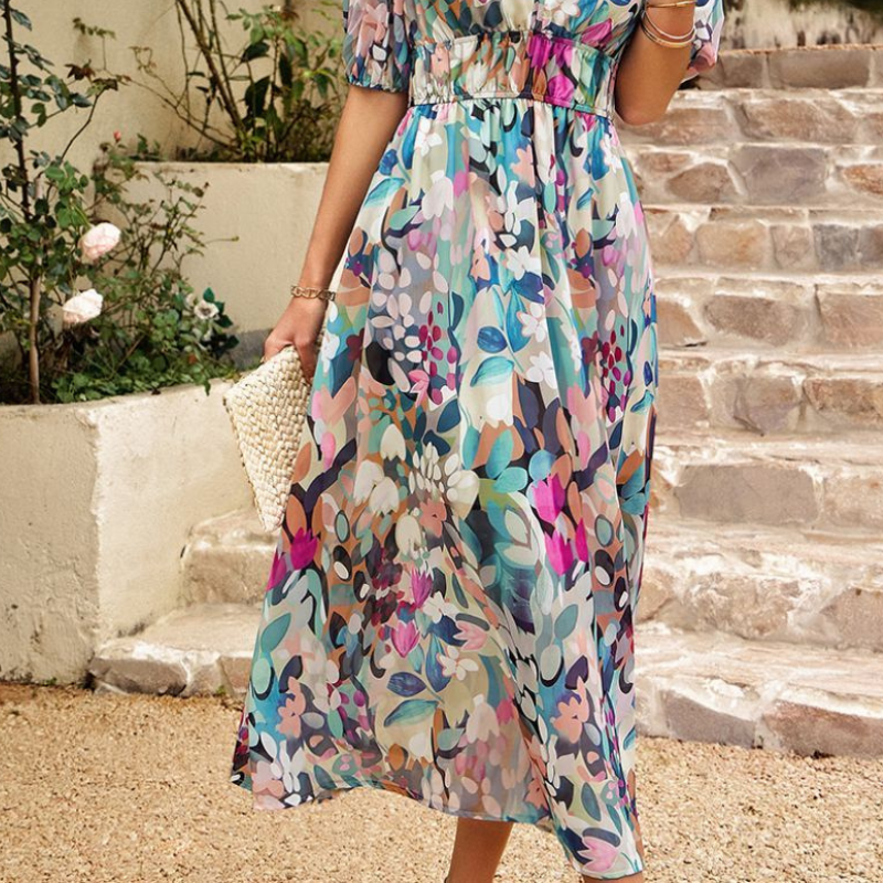 Ruby Women's Abstract-Print Belted Midi Dress