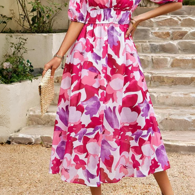Ruby Women's Abstract-Print Belted Midi Dress