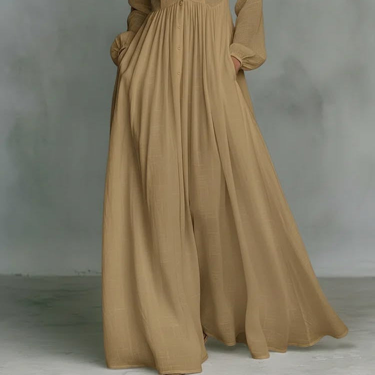 Serena Flowing Button-Front Maxi Dress - Effortless Chic for Any Occasion