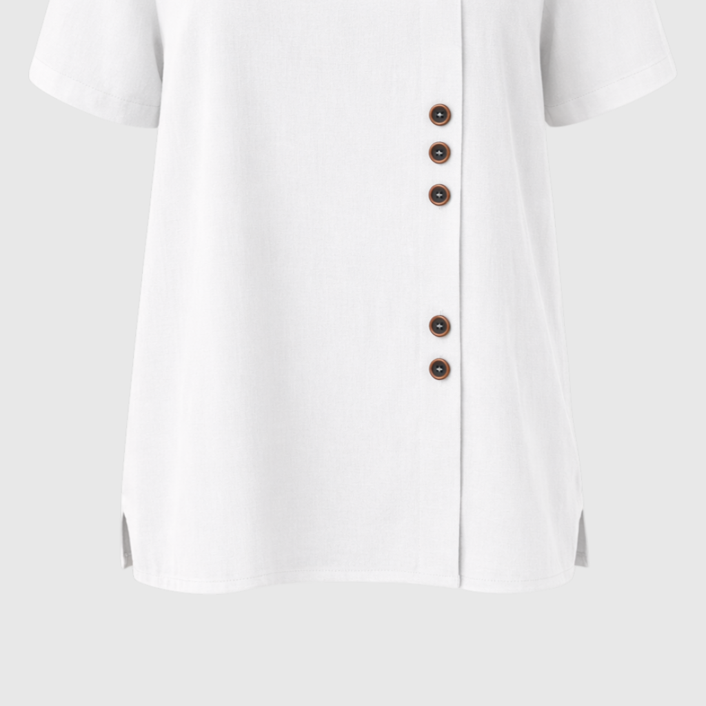Elegant Women's Linen Blouse with Button-Front Closure
