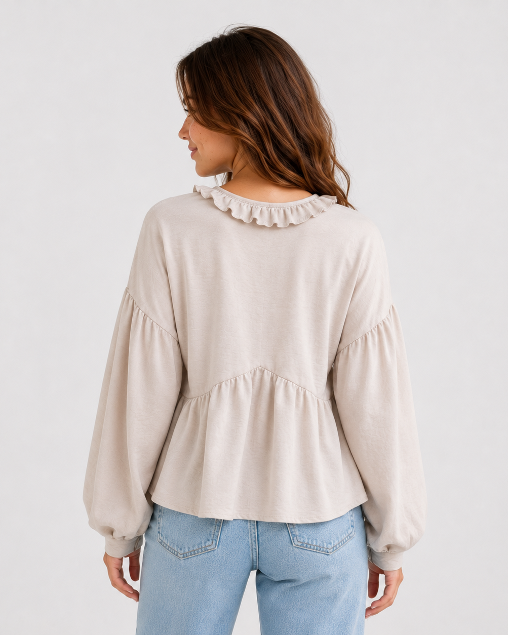 Women > Blouses : Women's Airy Vintage-Inspired Bohemian Blouse with Soft Ruffle Details in van DUUWE