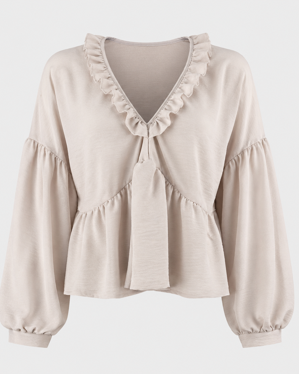 Women > Blouses : Women's Airy Vintage-Inspired Bohemian Blouse with Soft Ruffle Details in White van DUUWE