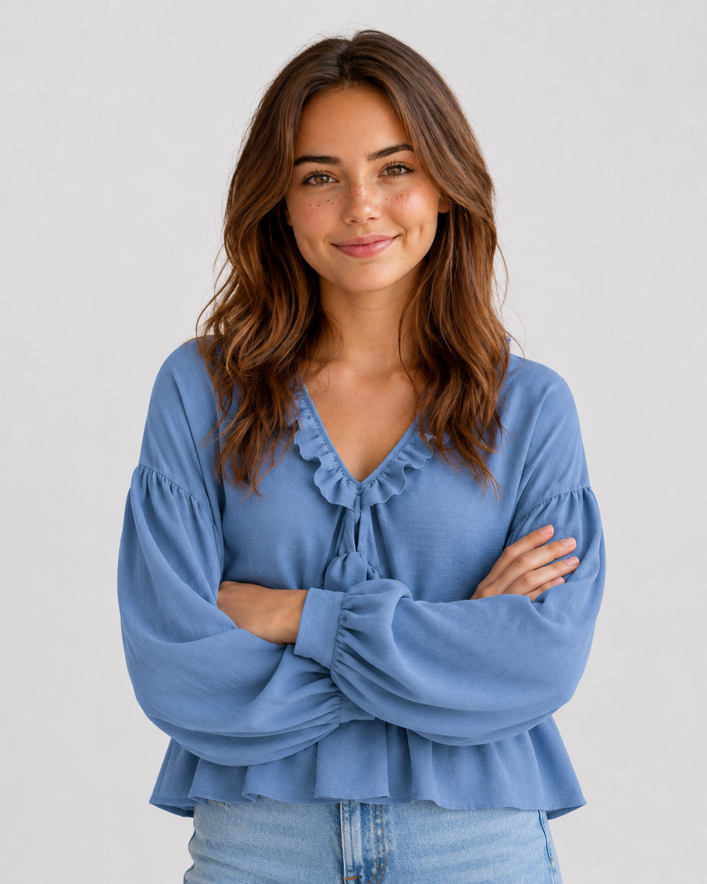 Women > Blouses : Women's Airy Vintage-Inspired Bohemian Blouse with Soft Ruffle Details in van DUUWE