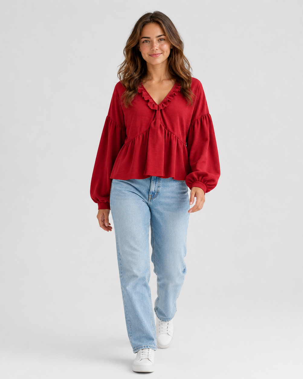 Women > Blouses : Women's Airy Vintage-Inspired Bohemian Blouse with Soft Ruffle Details in van DUUWE