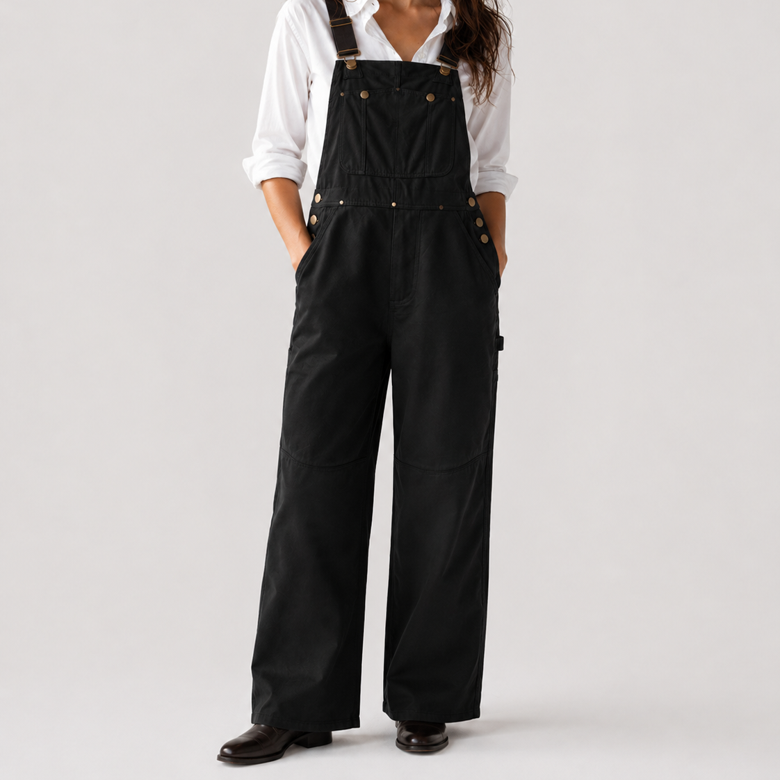 Women > Utility Bib Overalls : Women's Polyester Bib Overalls with Adjustable Straps in Black van DUUWE