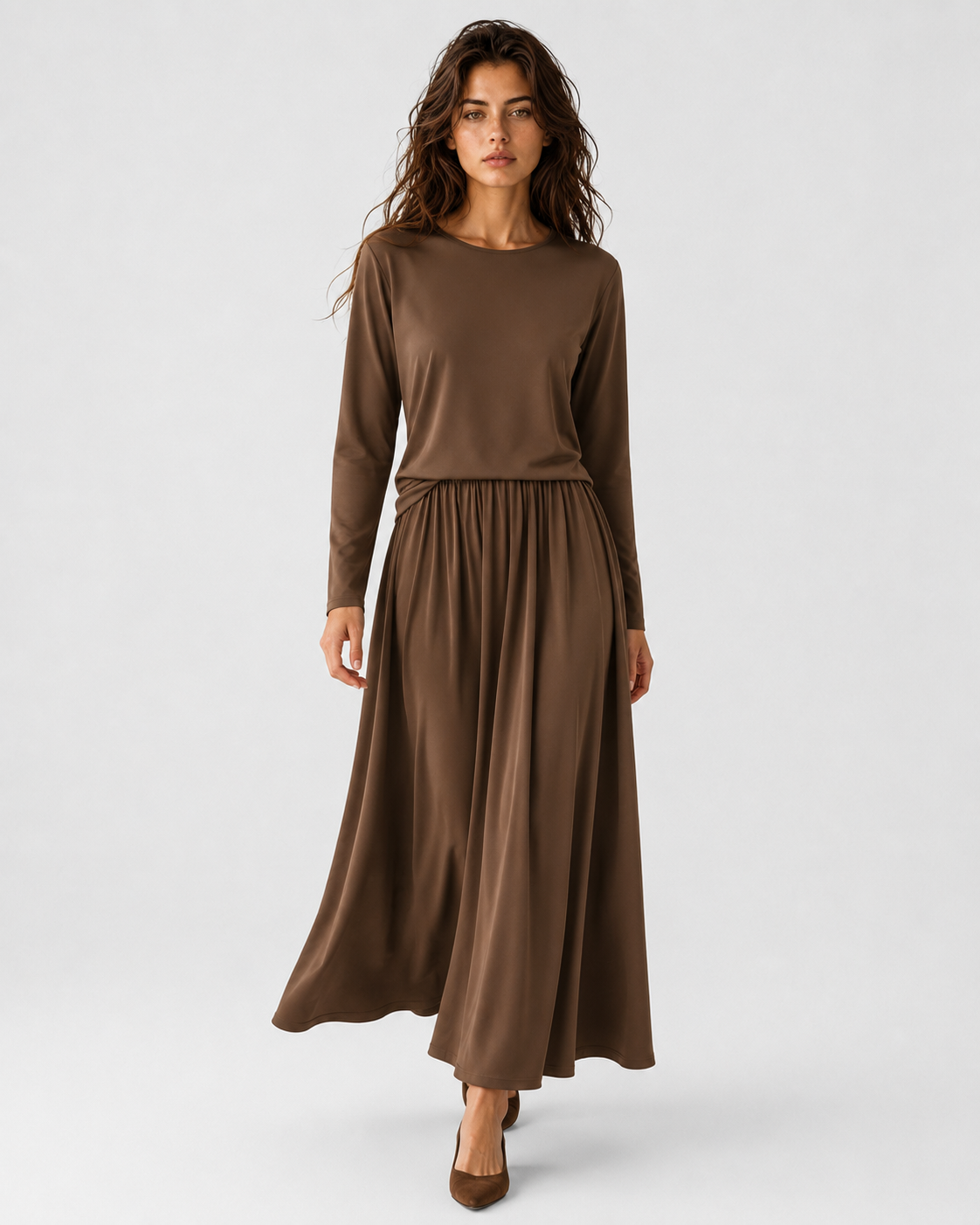 Women > Sweaters : Women's Two-Piece Long Sleeve Top and Maxi Skirt Set in van DUUWE