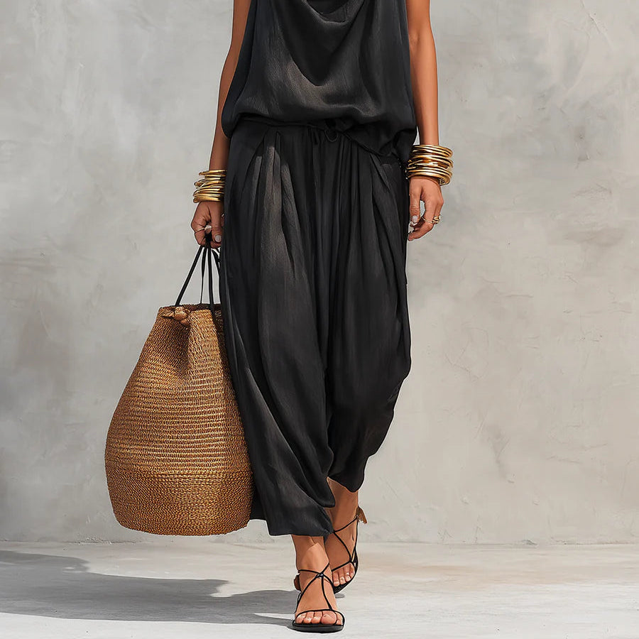 Serena Halter Neck Top and Pleated Trousers Set