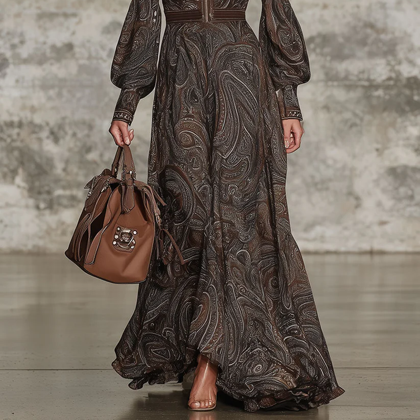 Women's Vintage Paisley Maxi Dress with