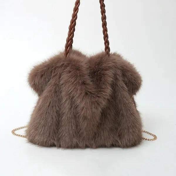 Women's Plush Velvet Shoulder Tote Bag – Soft, Luxurious Carryall