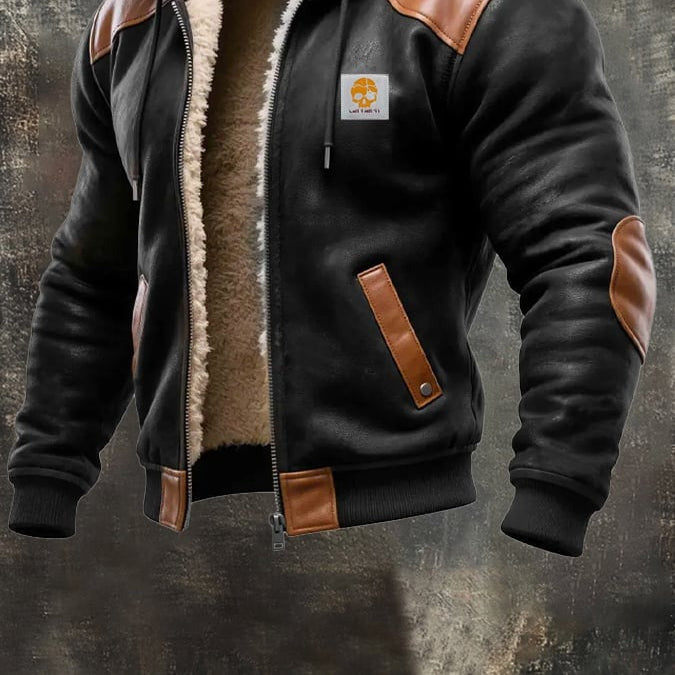 Men's Warm vintage faux leather jacket