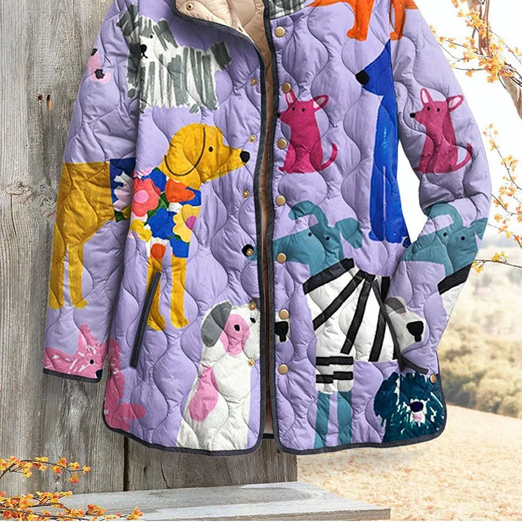 Women's Casual Jacket with Adorable Dog Print