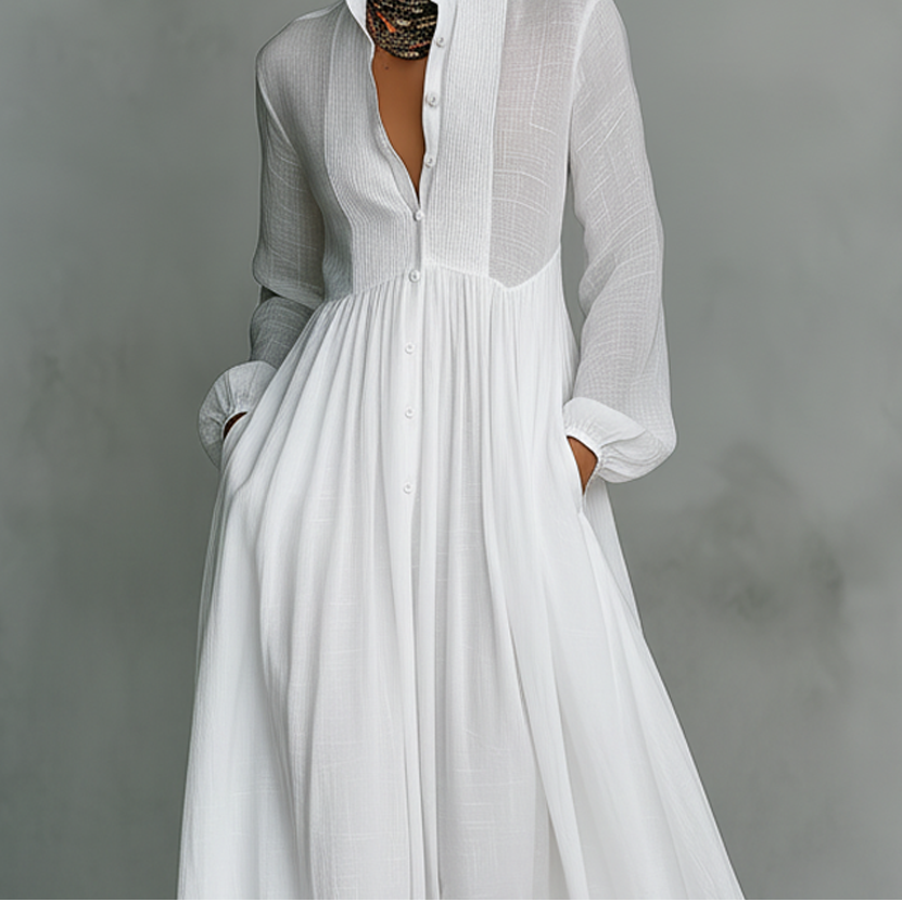 Serena Flowing Button-Front Maxi Dress - Effortless Chic for Any Occasion