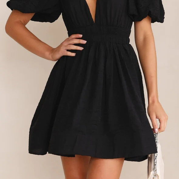 Katie Women's Spring Puff-Sleeve Mini Dress — Effortlessly Chic