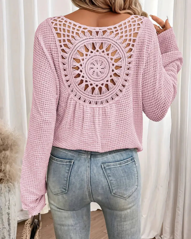 Chic Knit Sweater with a Distinctive Back Design
