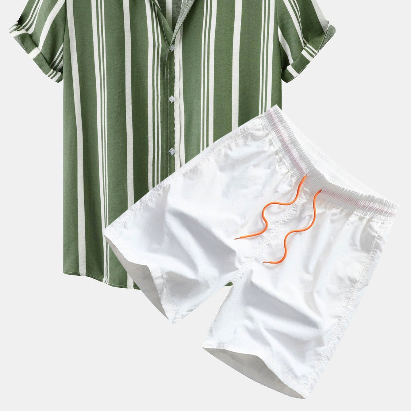 Men's Print Button-Up Shirt & Swim Shorts Set
