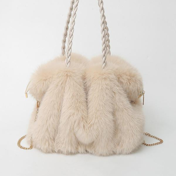 Women's Plush Velvet Shoulder Tote Bag – Soft, Luxurious Carryall