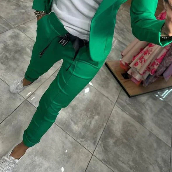 Cozy Relaxed-Fit Solid-Color Two-Piece Set for Women