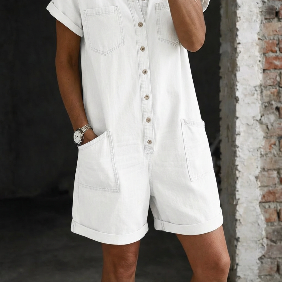 Celia | Denim Jumpsuit Shorts