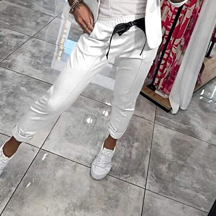 Cozy Relaxed-Fit Solid-Color Two-Piece Set for Women