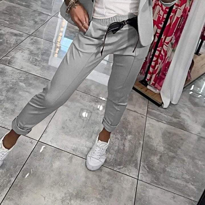 Cozy Relaxed-Fit Solid-Color Two-Piece Set for Women