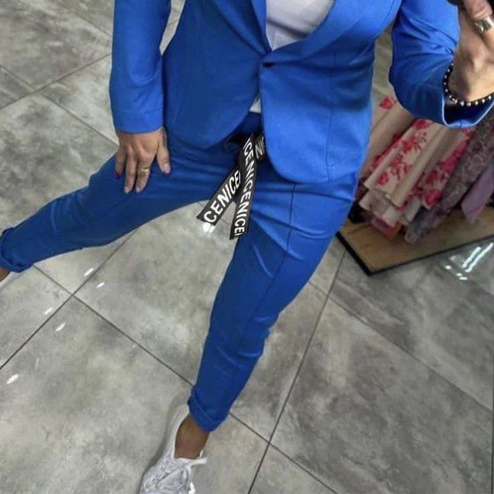 Cozy Relaxed-Fit Solid-Color Two-Piece Set for Women