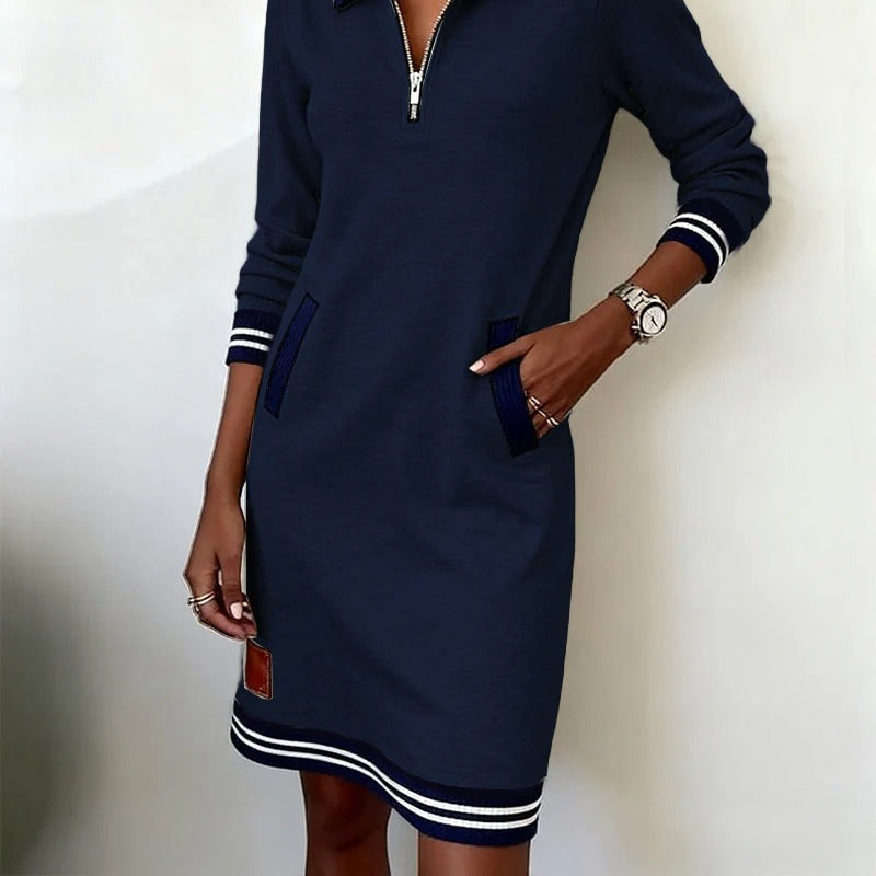 Women's Elegant Long-Sleeve Cotton Dress