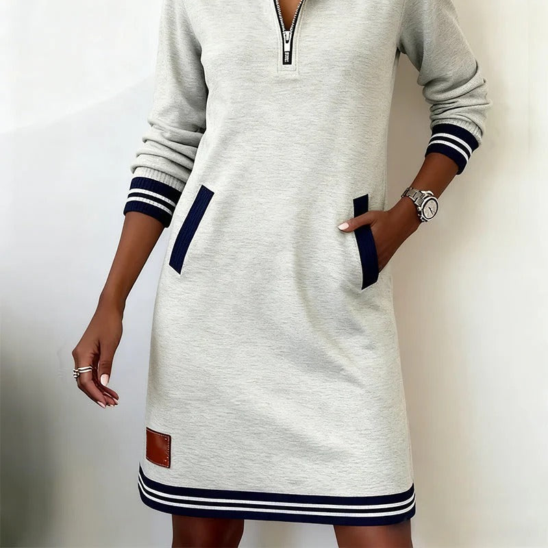 Women's Elegant Long-Sleeve Cotton Dress