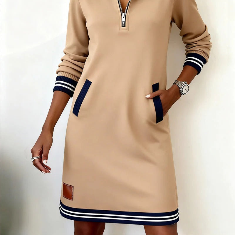 Women's Elegant Long-Sleeve Cotton Dress