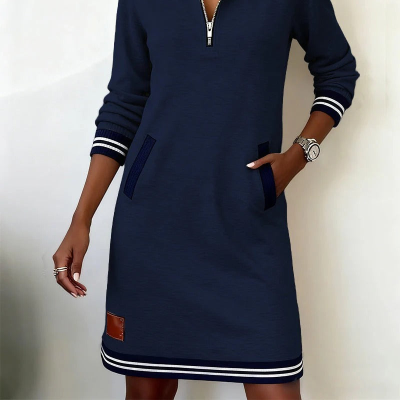 Women's Elegant Long-Sleeve Cotton Dress