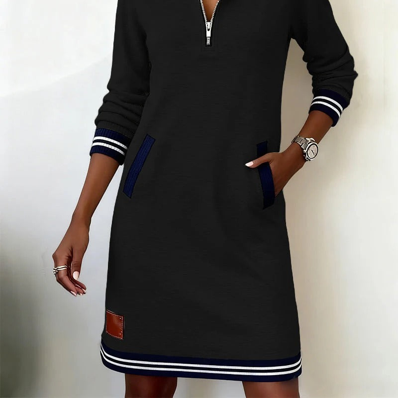 Women's Elegant Long-Sleeve Cotton Dress