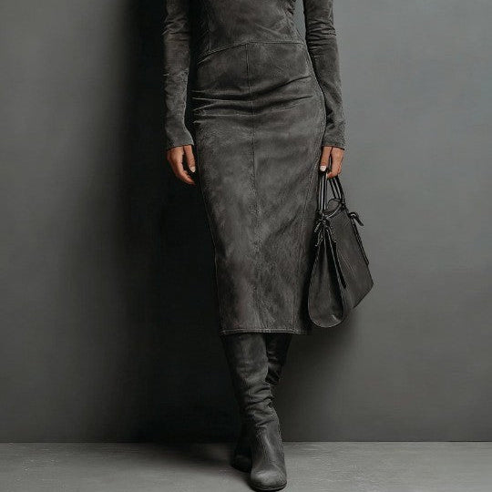 Women's Elegant Long-Sleeve Midi Dress