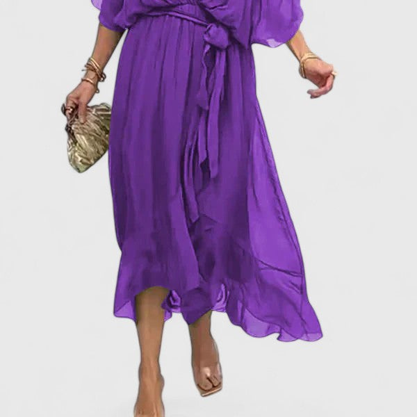 Women's Elegant V Neck Dress with Timeless Sophistication