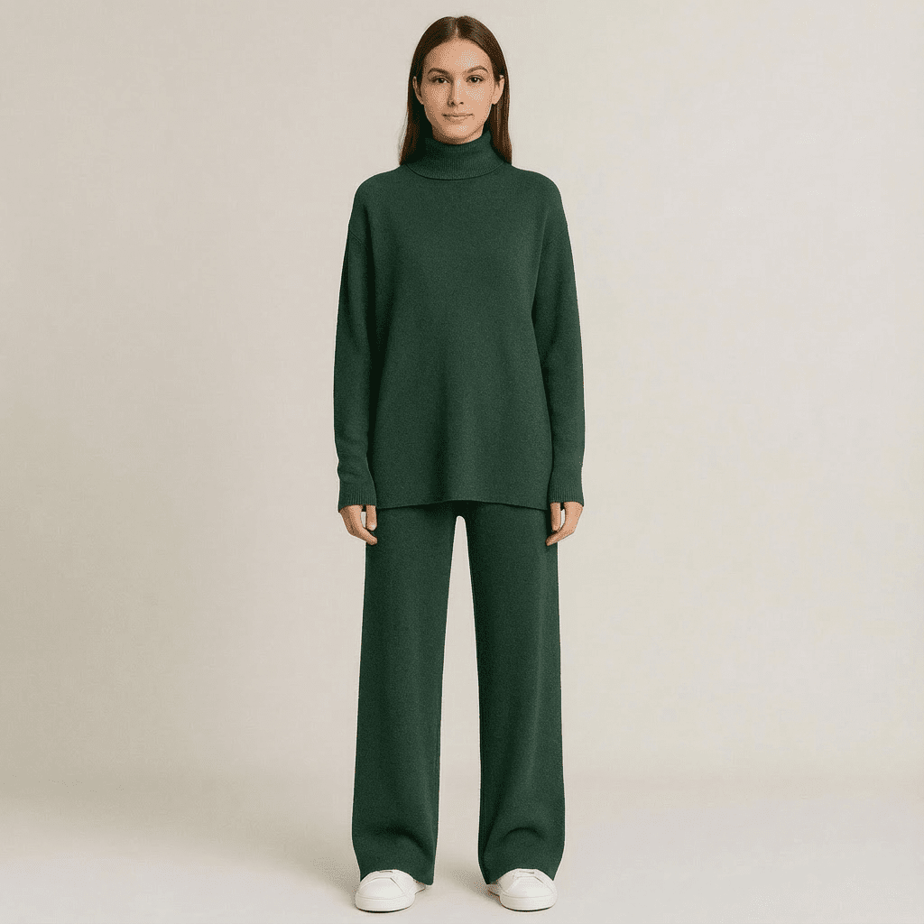 Women's Knit Turtleneck Top & Pants Set: Cozy, Stylish Knitwear Duo