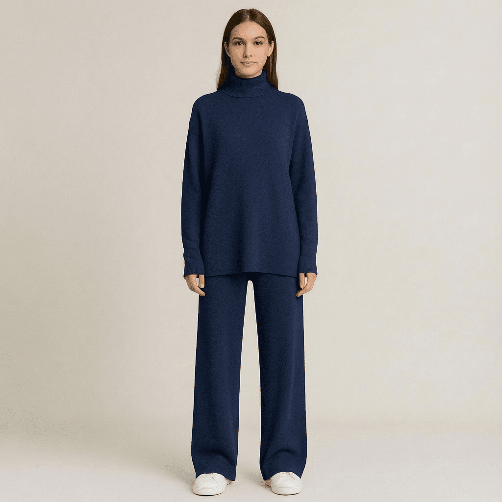 Women's Knit Turtleneck Top & Pants Set: Cozy, Stylish Knitwear Duo