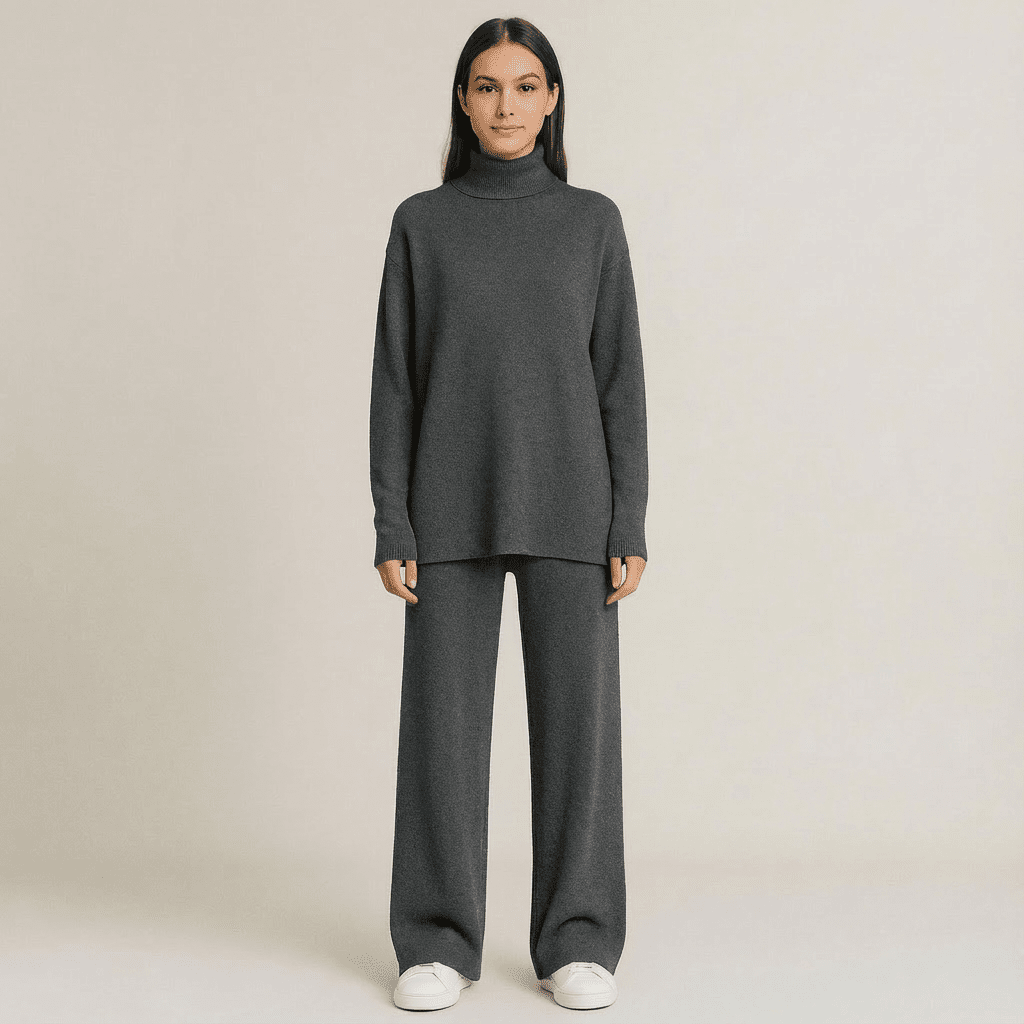 Women's Knit Turtleneck Top & Pants Set: Cozy, Stylish Knitwear Duo