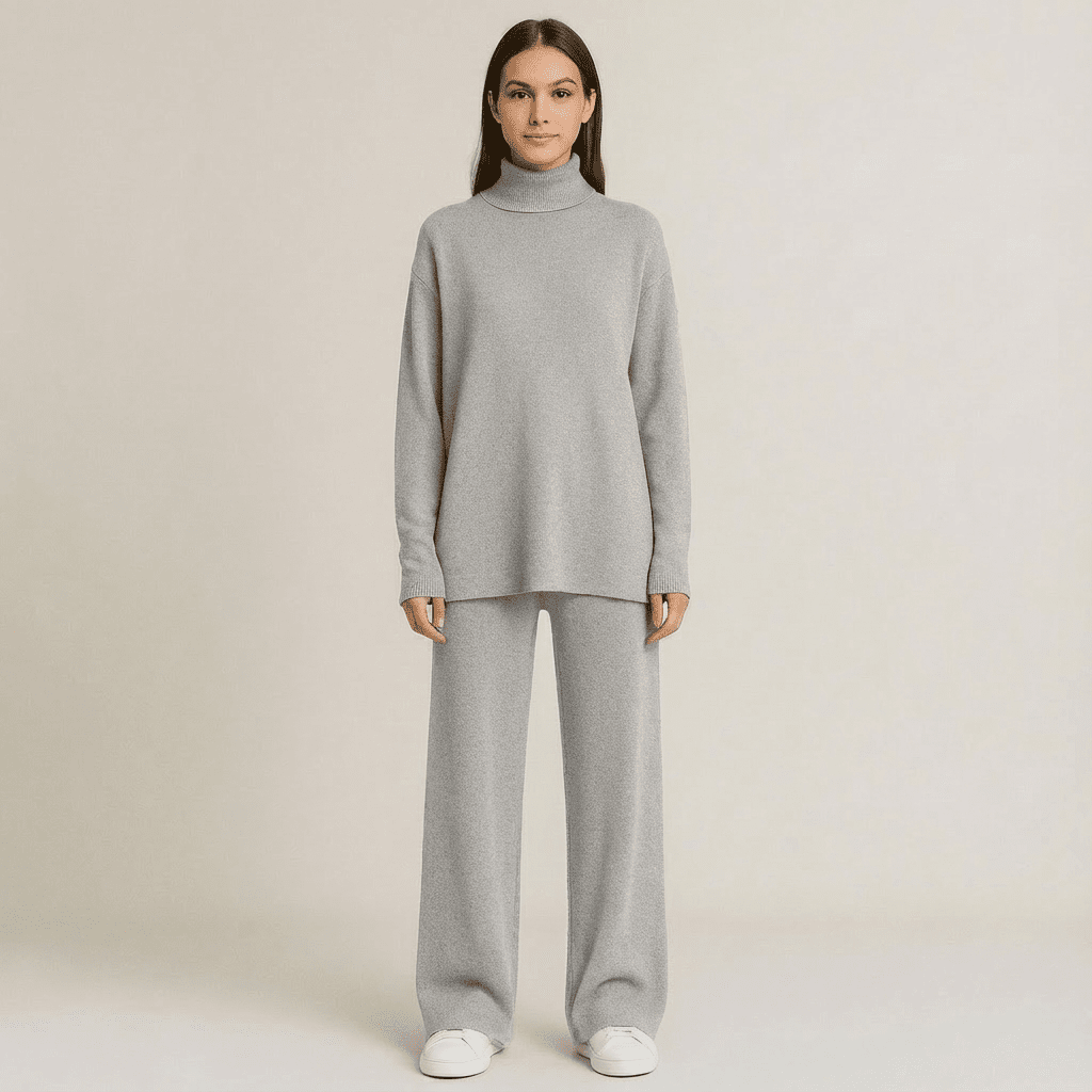 Women's Knit Turtleneck Top & Pants Set: Cozy, Stylish Knitwear Duo