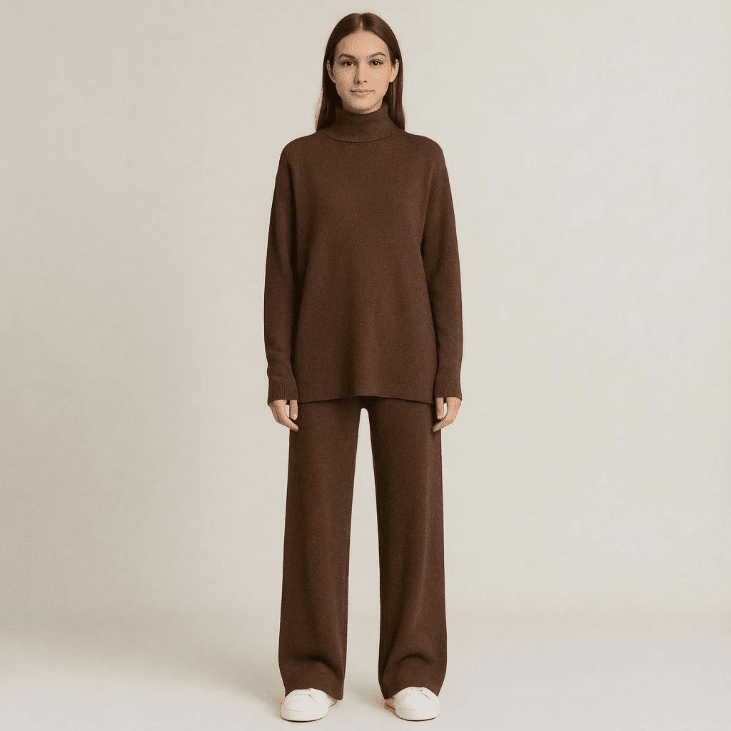 Women's Knit Turtleneck Top & Pants Set: Cozy, Stylish Knitwear Duo