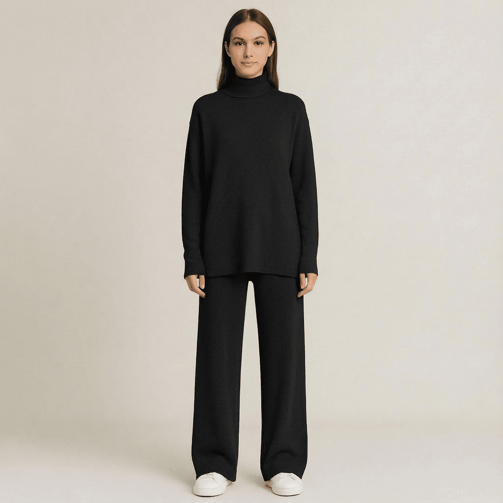 Women's Knit Turtleneck Top & Pants Set: Cozy, Stylish Knitwear Duo