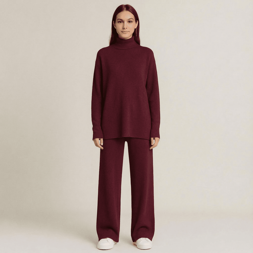 Women's Knit Turtleneck Top & Pants Set: Cozy, Stylish Knitwear Duo