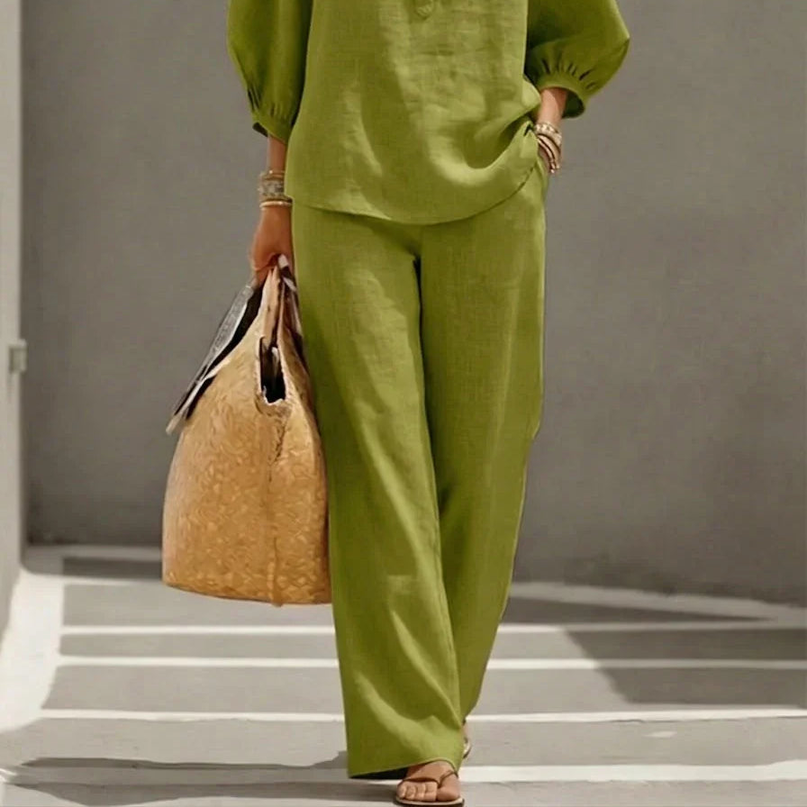 Camille | Relaxed Linen Button-Up Two-Piece Set