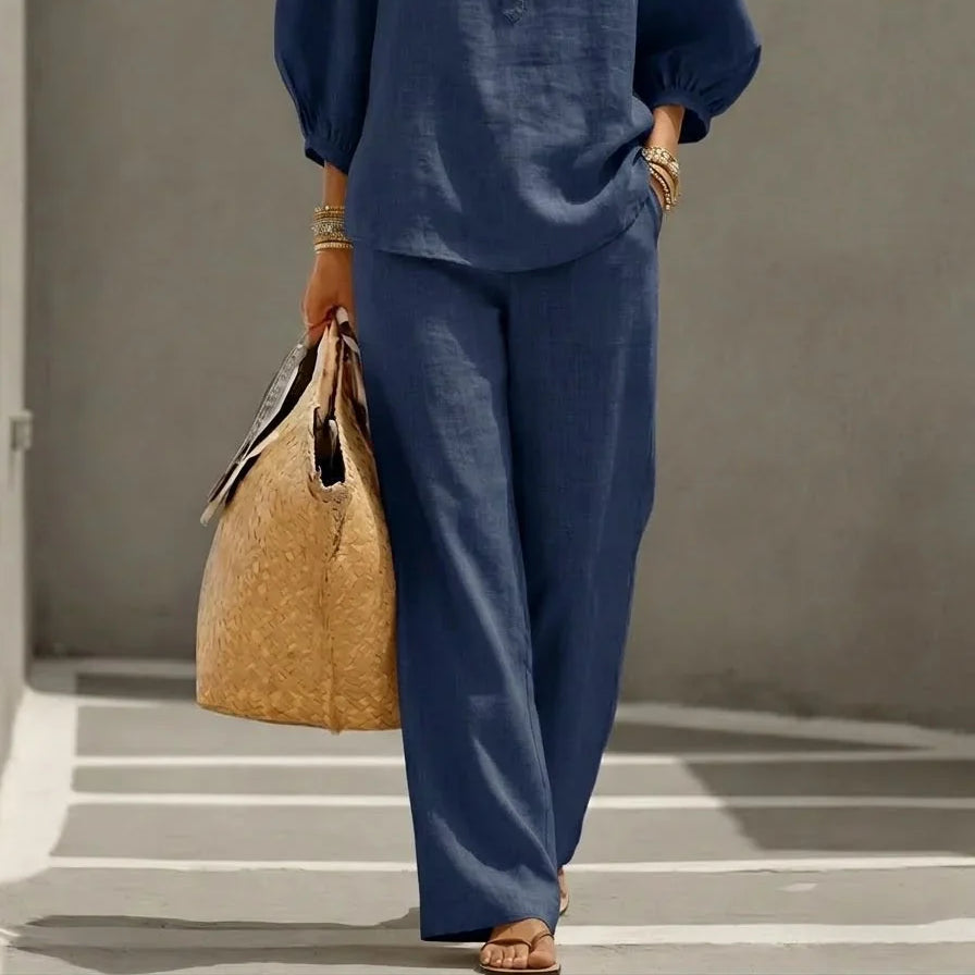 Camille | Relaxed Linen Button-Up Two-Piece Set