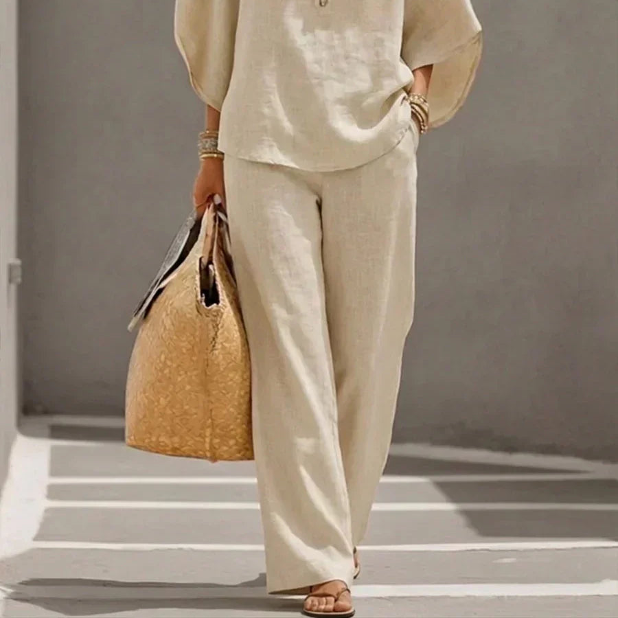 Maribel | Set with Batwing Sleeves and Wide Pants