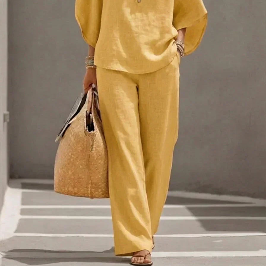 Maribel | Set with Batwing Sleeves and Wide Pants