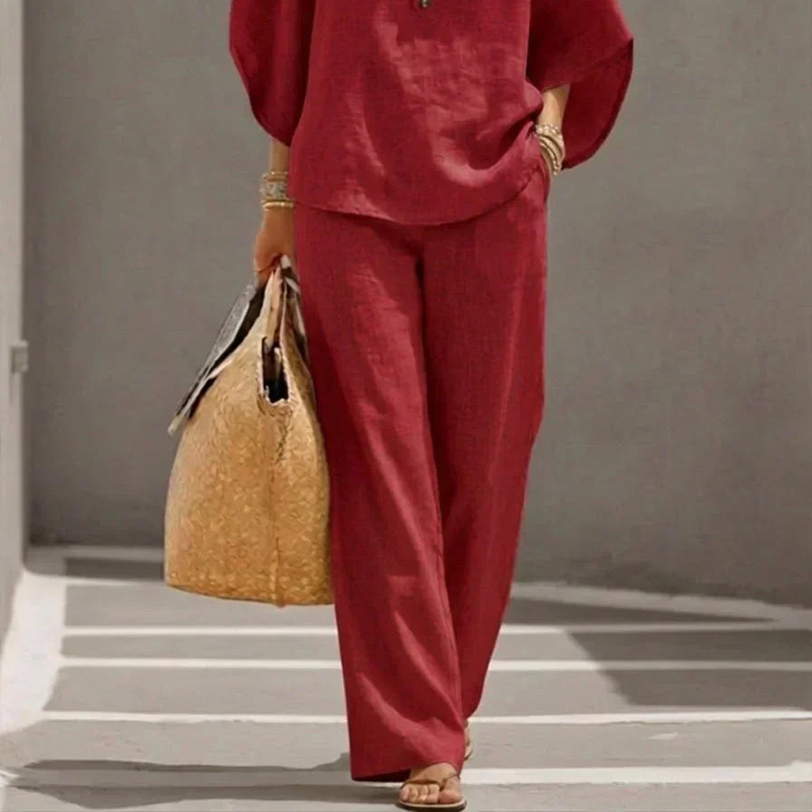 Maribel | Set with Batwing Sleeves and Wide Pants