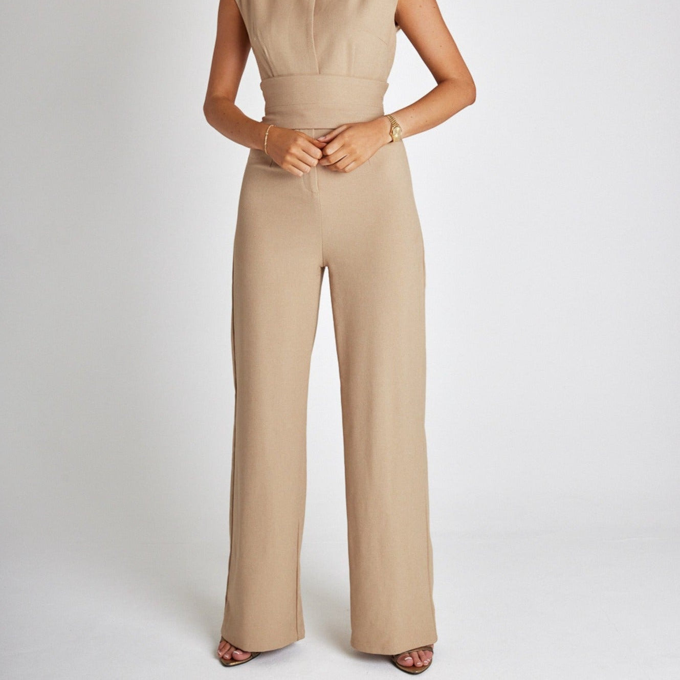 Women's Eliza Sleeveless Belted Jumpsuit — Effortless Chic, Modern