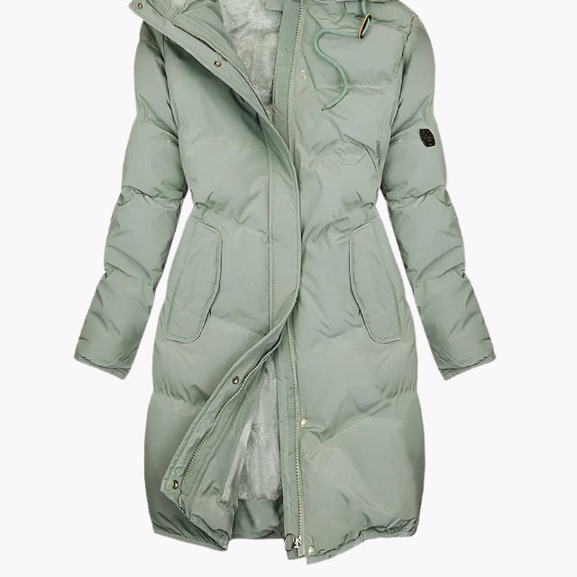 Women's Warmly lined winter jacket with hood and zipper