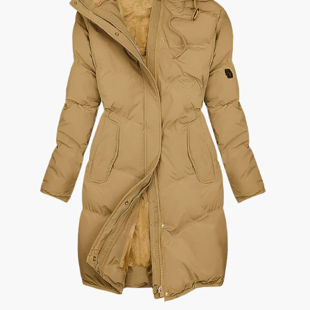 Women's Warmly lined winter jacket with hood and zipper