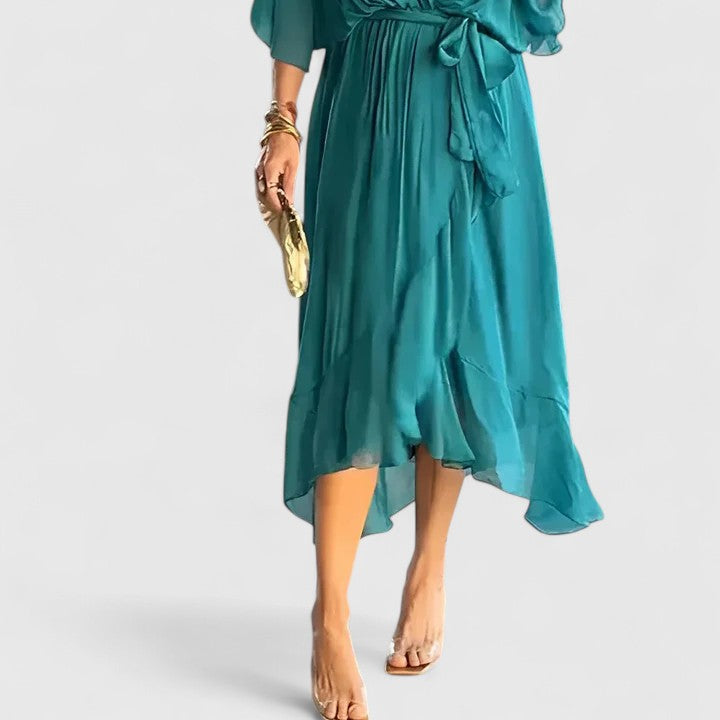 Women's Elegant V Neck Dress with Timeless Sophistication