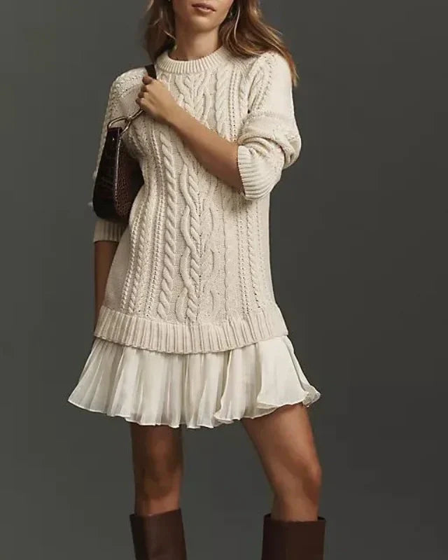 Cable Knit Mini Sweater Dress - Cozy, Chic Winter Must-Have